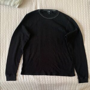7 For All Mankind Waffleknit Black Long Sleeve Shirt, Small